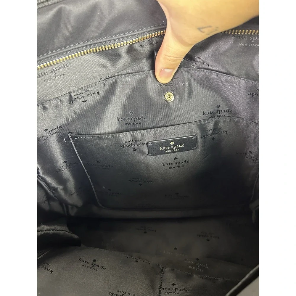 Kate Spade‎ Chelsea Large Travel Tote Bag Black Nylon Leather Trim Laptop Sleeve